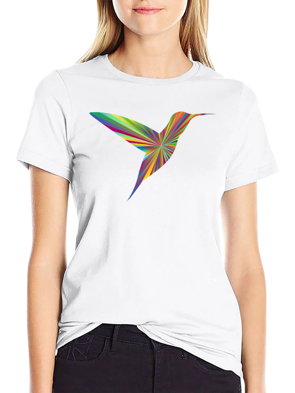 Rainbow Hummingbird Graphic Tee - Mens Black T-Shirt