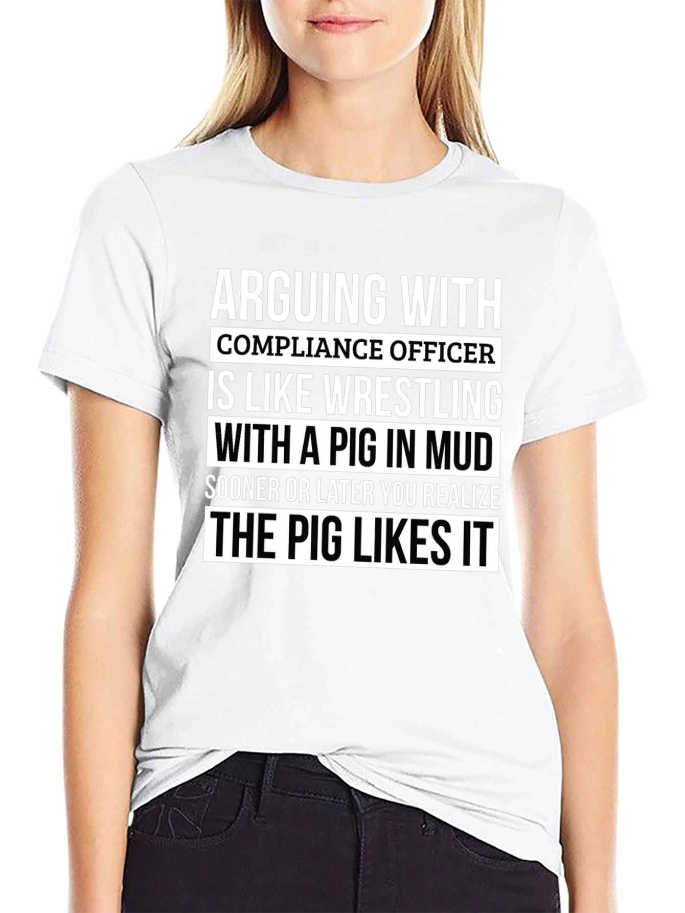Arguing with Compliance Officer Pig T-Shirt