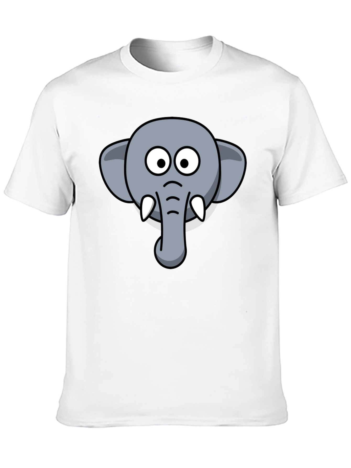Elephant Cartoon Graphic Tee - Black Cotton T-Shirt