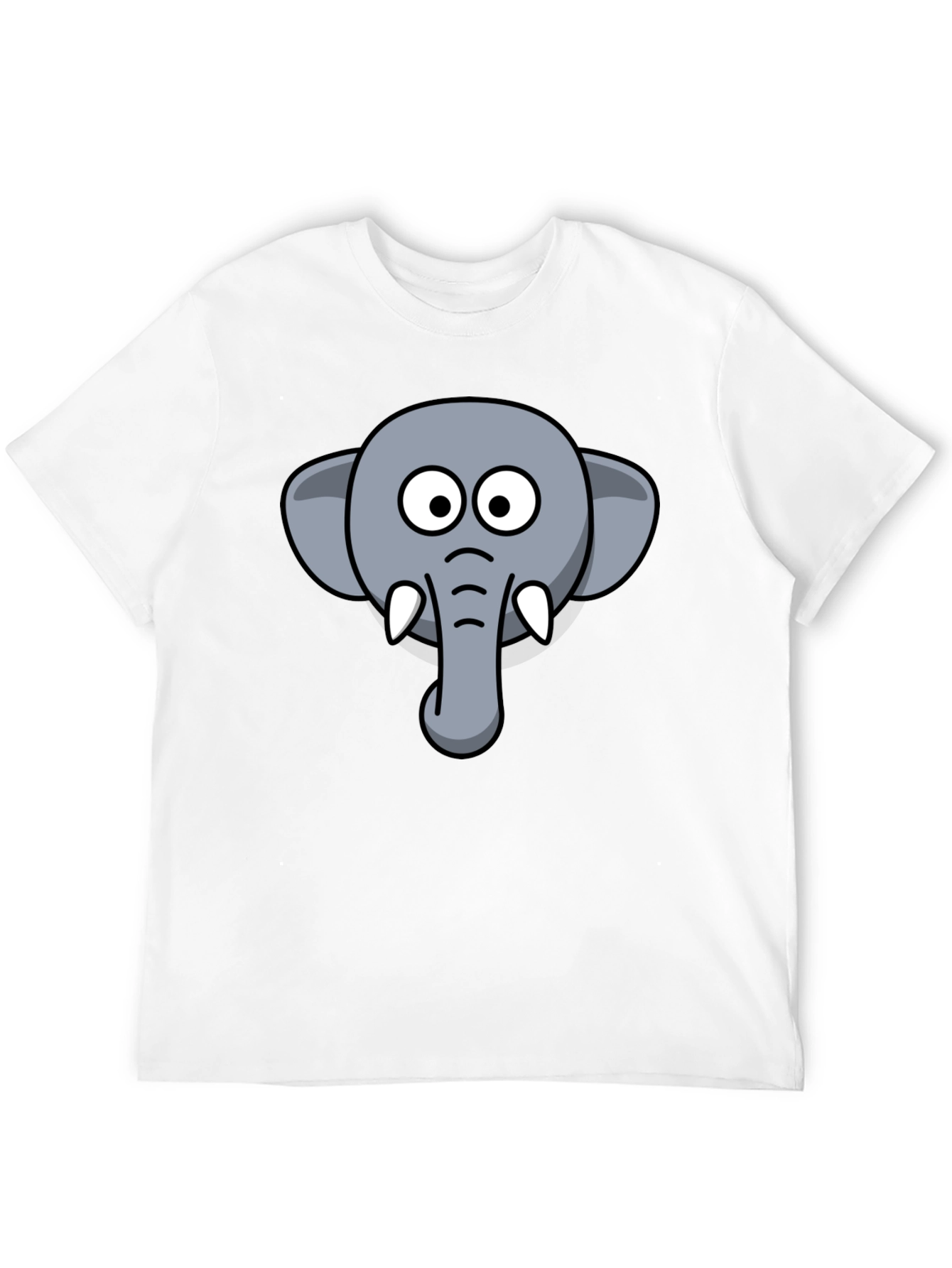 Elephant Cartoon Graphic Tee - Black Cotton T-Shirt
