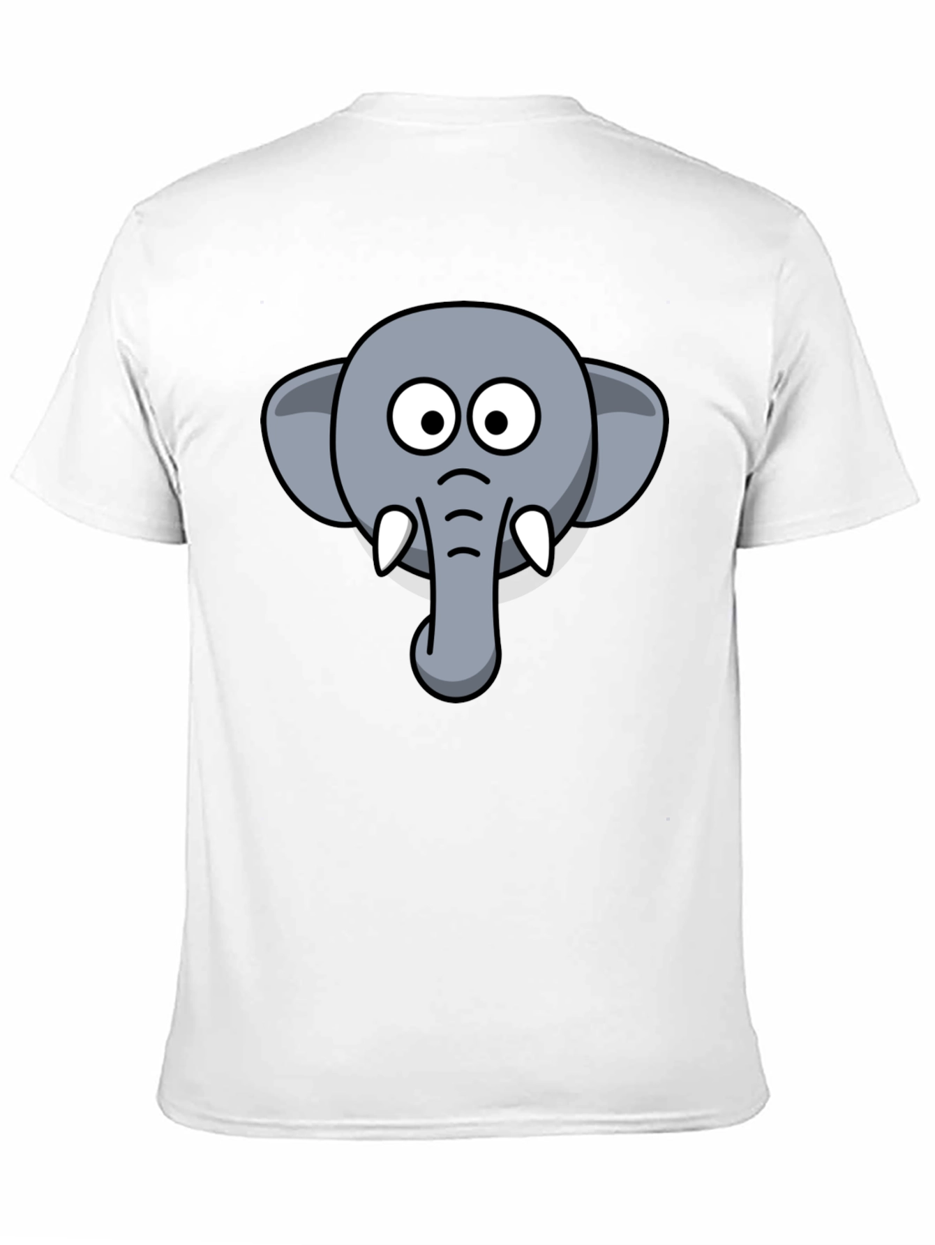 Elephant Cartoon Graphic Tee - Black Cotton T-Shirt