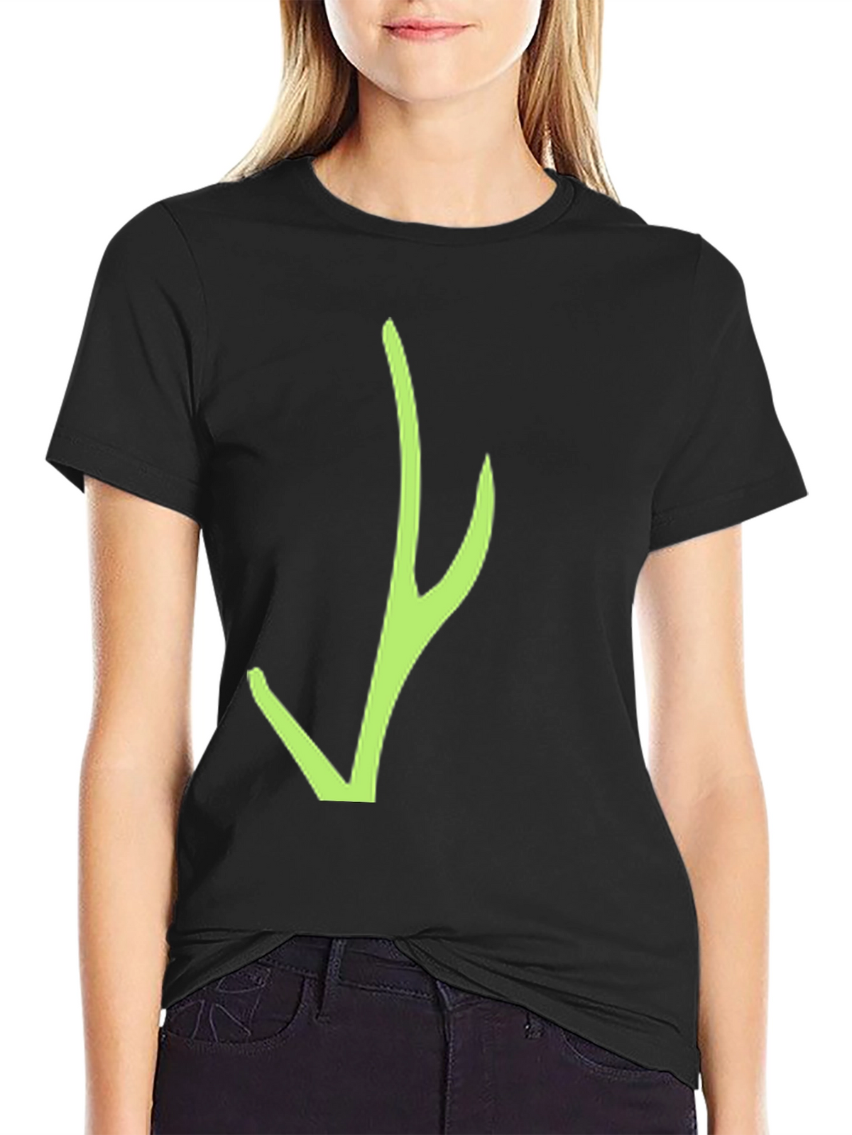 Black T-Shirt with Green Abstract Design