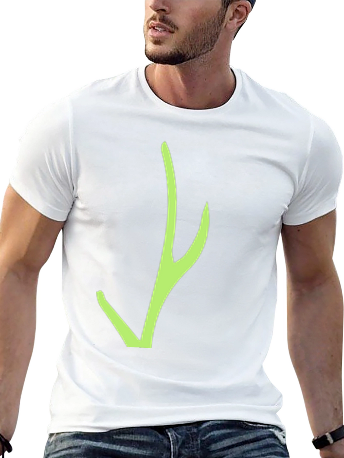 Black T-Shirt with Green Abstract Design