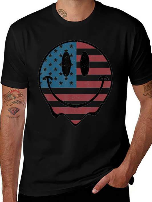 American Flag Smiley Face Graphic T-Shirt