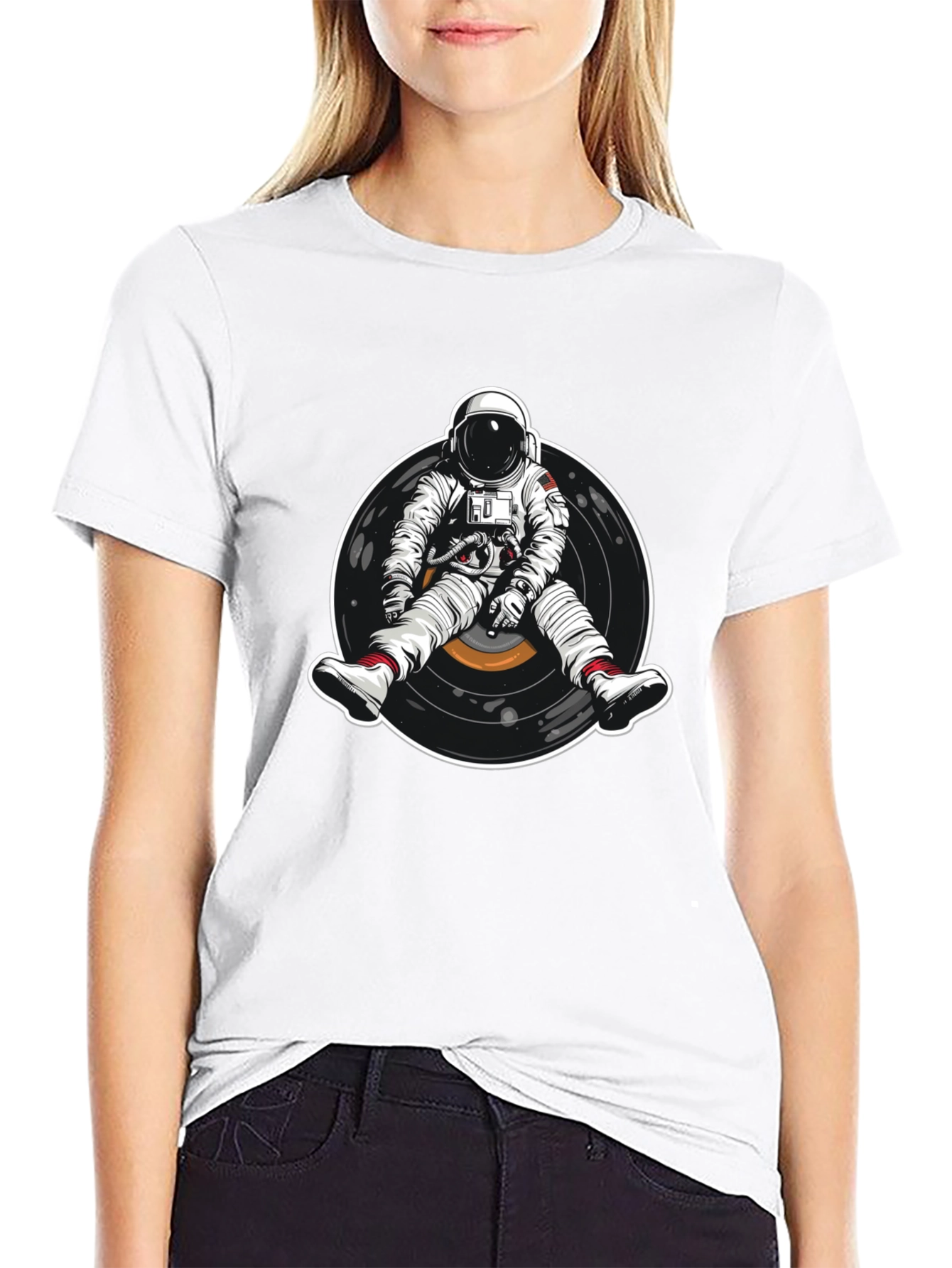 Astronaut Vinyl Record Graphic T-Shirt