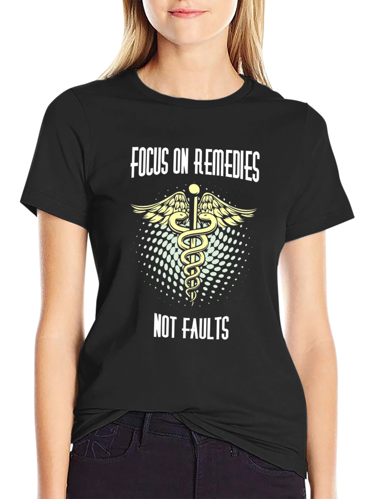 Focus On Remedies Tee - Motivational Caduceus Design