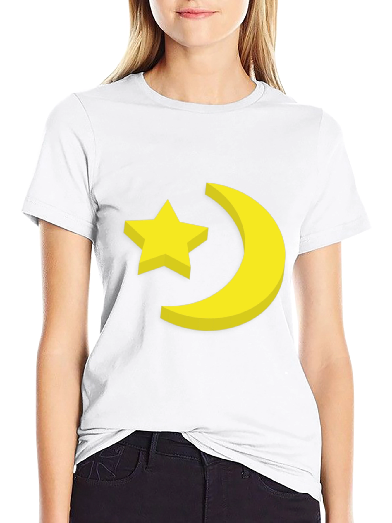 Star & Moon Graphic Tee - Stylish Black T-Shirt
