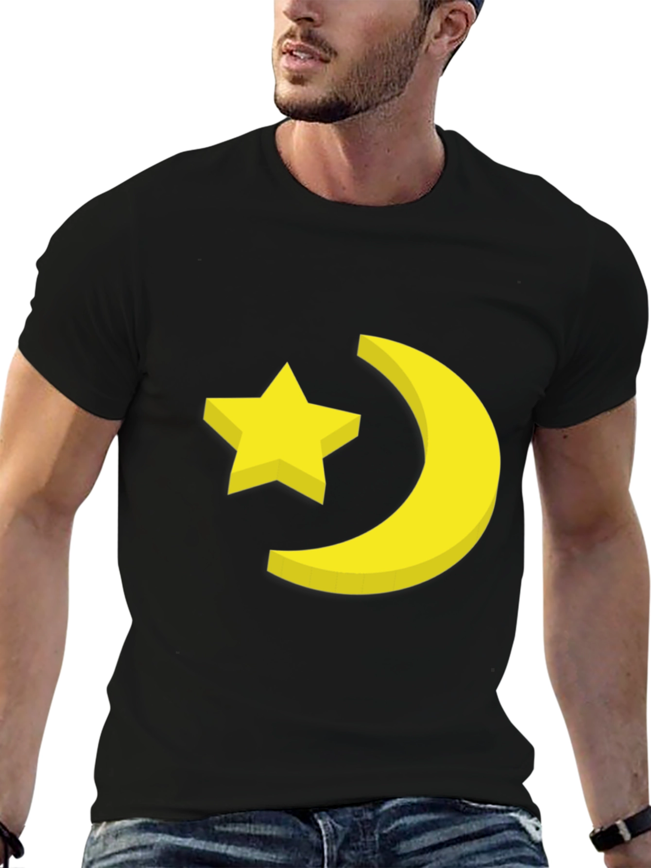 Star & Moon Graphic Tee - Stylish Black T-Shirt
