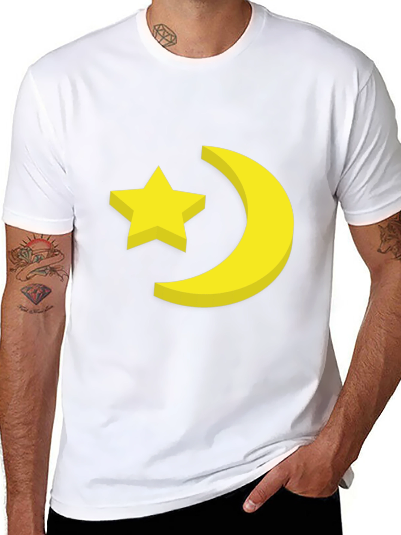 Star & Moon Graphic Tee - Stylish Black T-Shirt