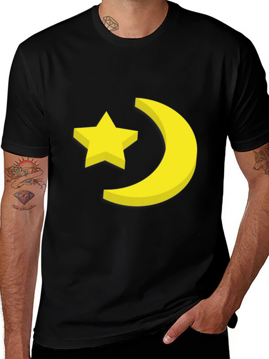 Star & Moon Graphic Tee - Stylish Black T-Shirt