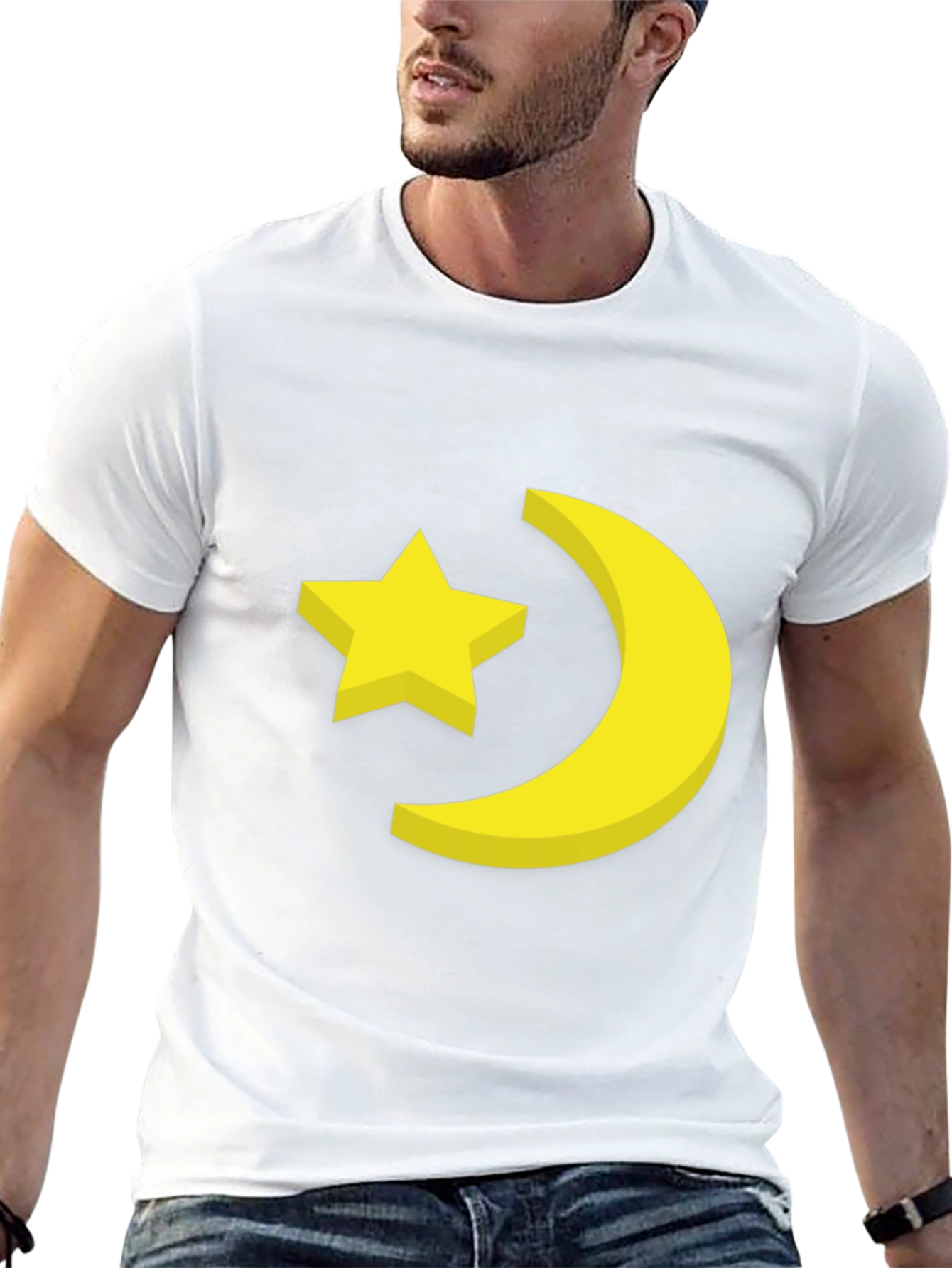 Star & Moon Graphic Tee - Stylish Black T-Shirt