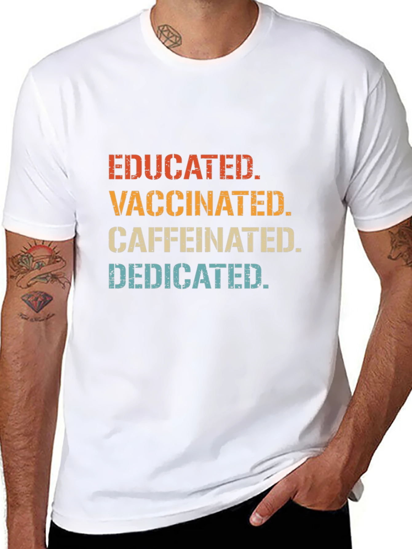 Educated Vaccinated Caffeinated Dedicated T-Shirt