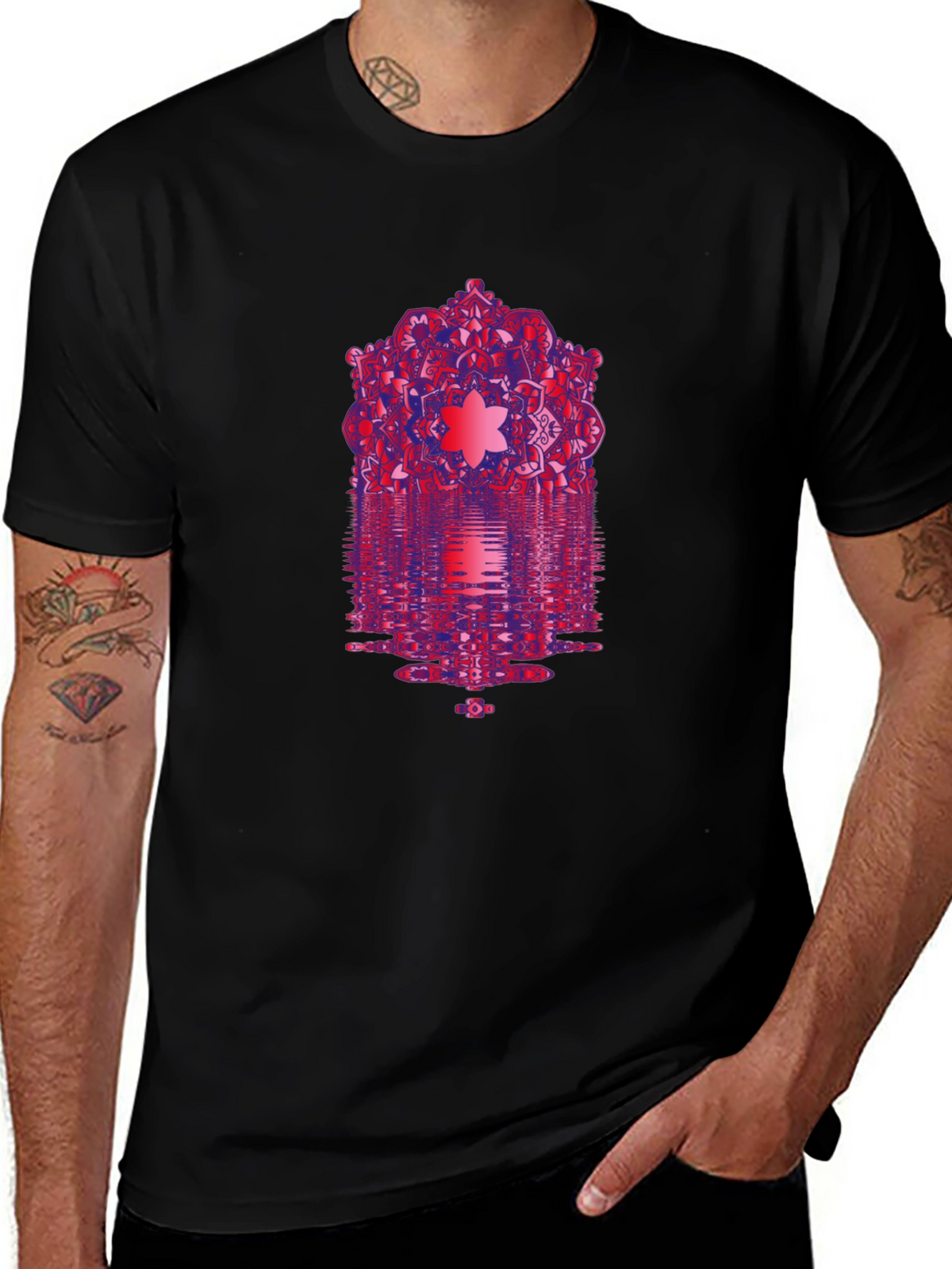 Geometric Mandala Black T-Shirt