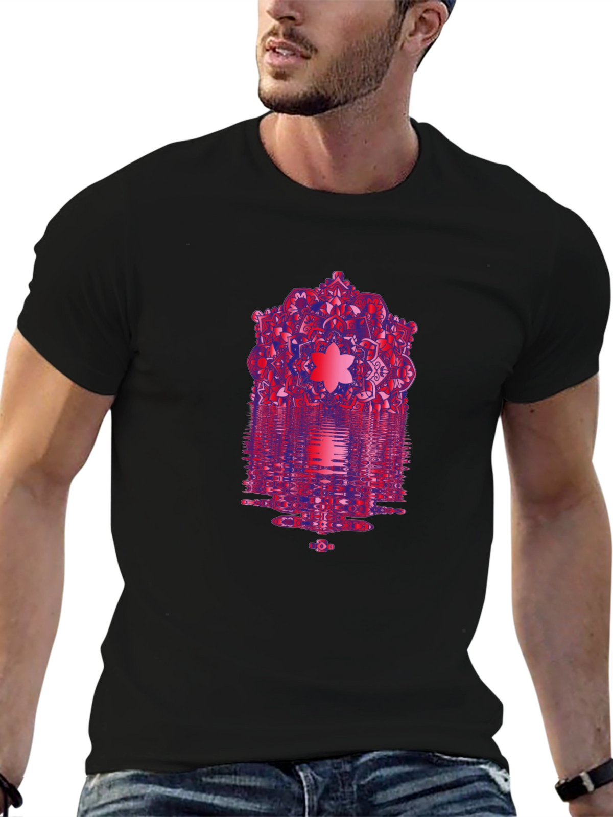 Geometric Mandala Black T-Shirt