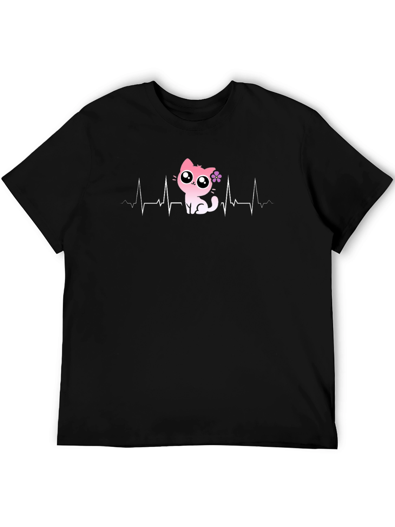 Cat Heartbeat T-Shirt - Cute Cartoon Kitten Tee