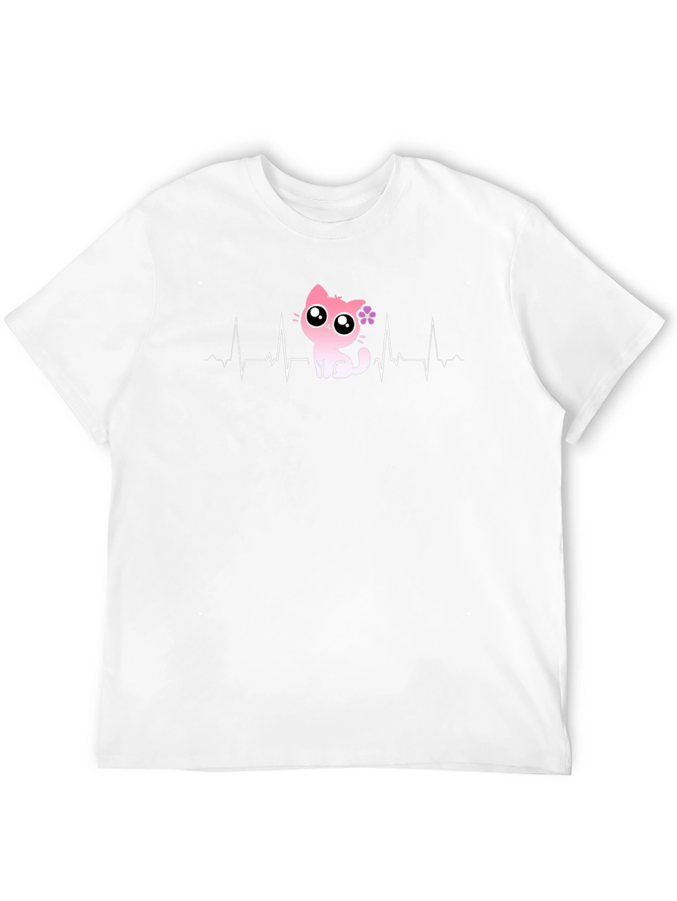 Cat Heartbeat T-Shirt - Cute Cartoon Kitten Tee