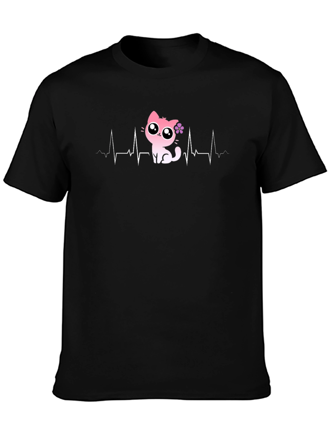 Cat Heartbeat T-Shirt - Cute Cartoon Kitten Tee