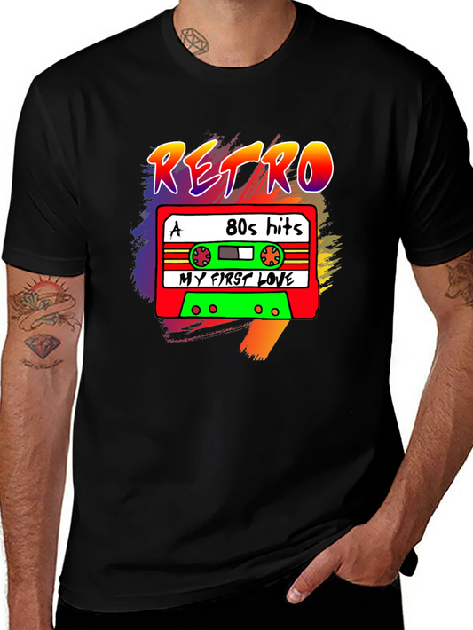 Retro 80s Hits Graphic Tee - My First Love Cassette Design