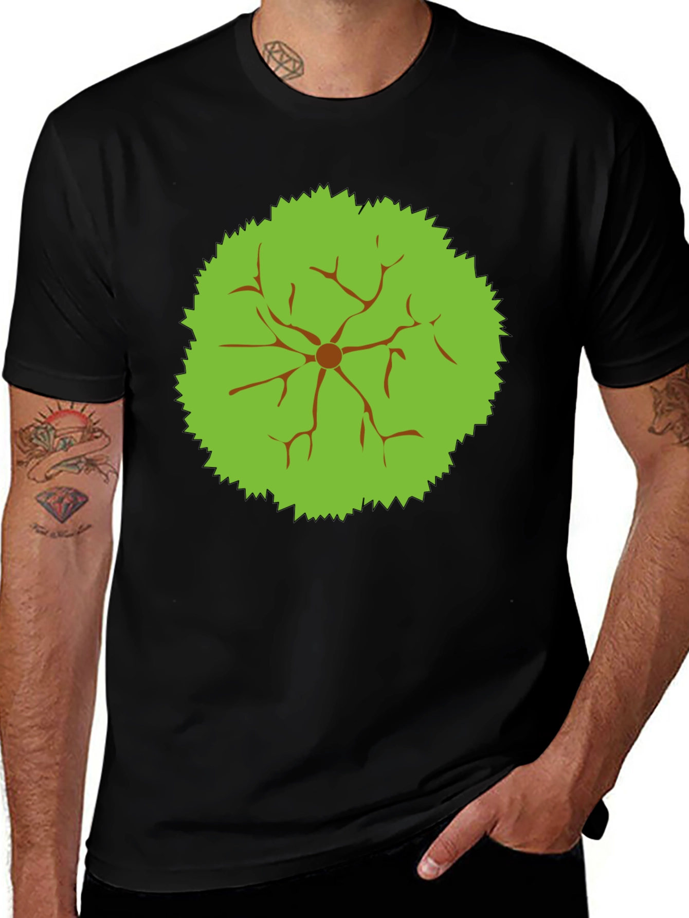 Abstract Tree Top Graphic Tee - Black