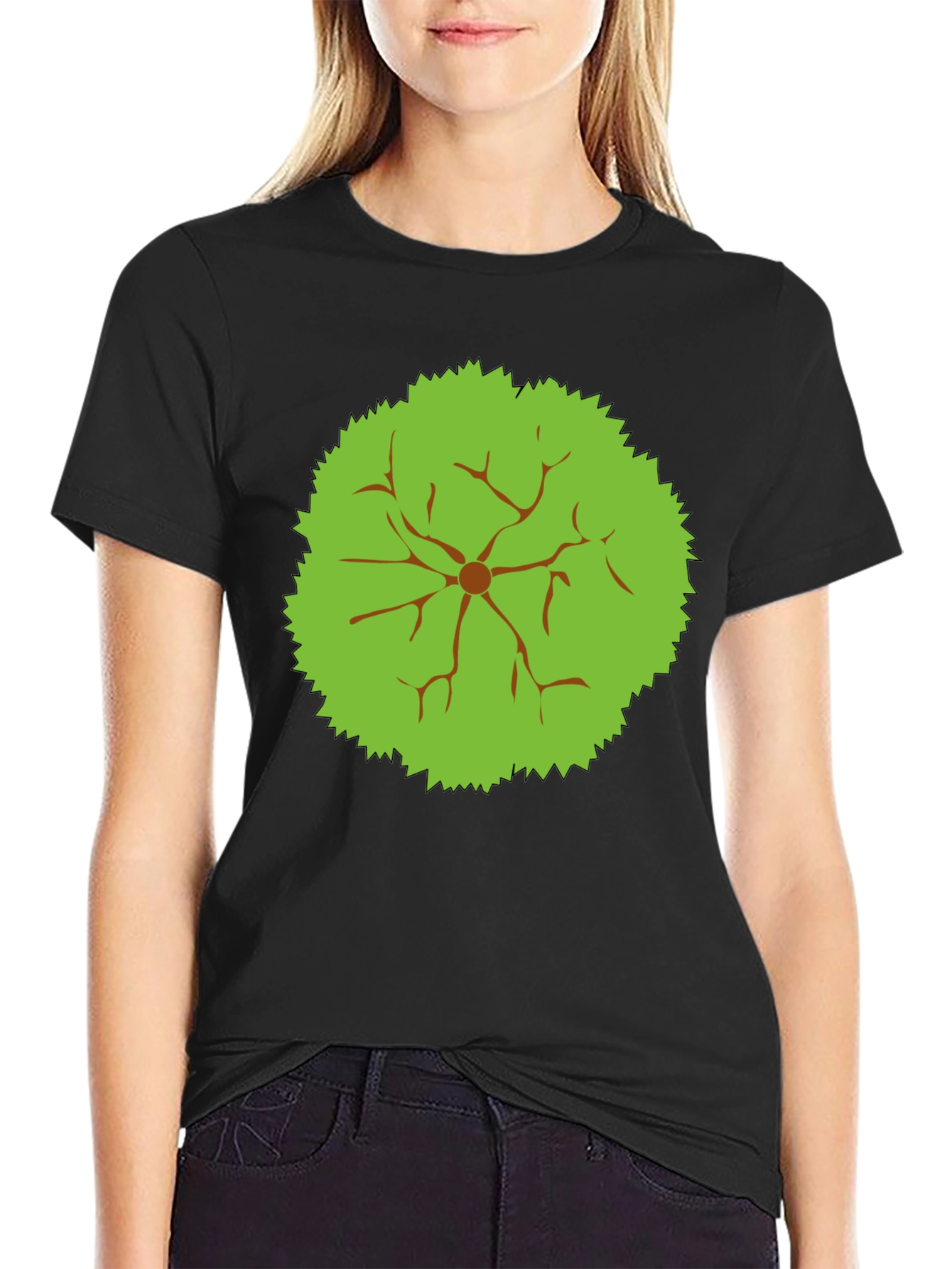 Abstract Tree Top Graphic Tee - Black