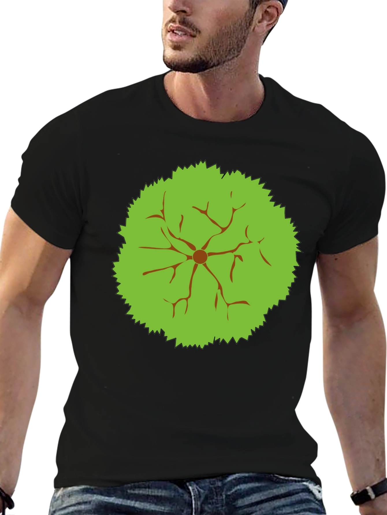 Abstract Tree Top Graphic Tee - Black