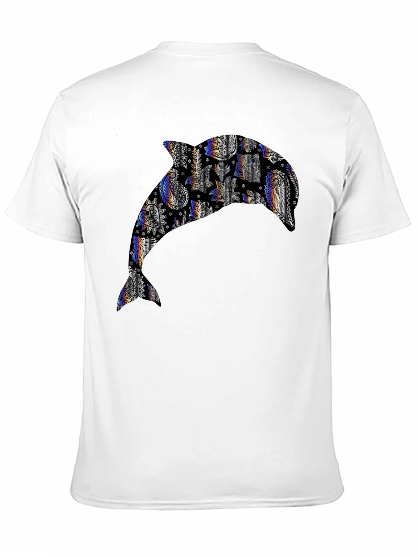 Dolphin Patterned Graphic Tee - Black