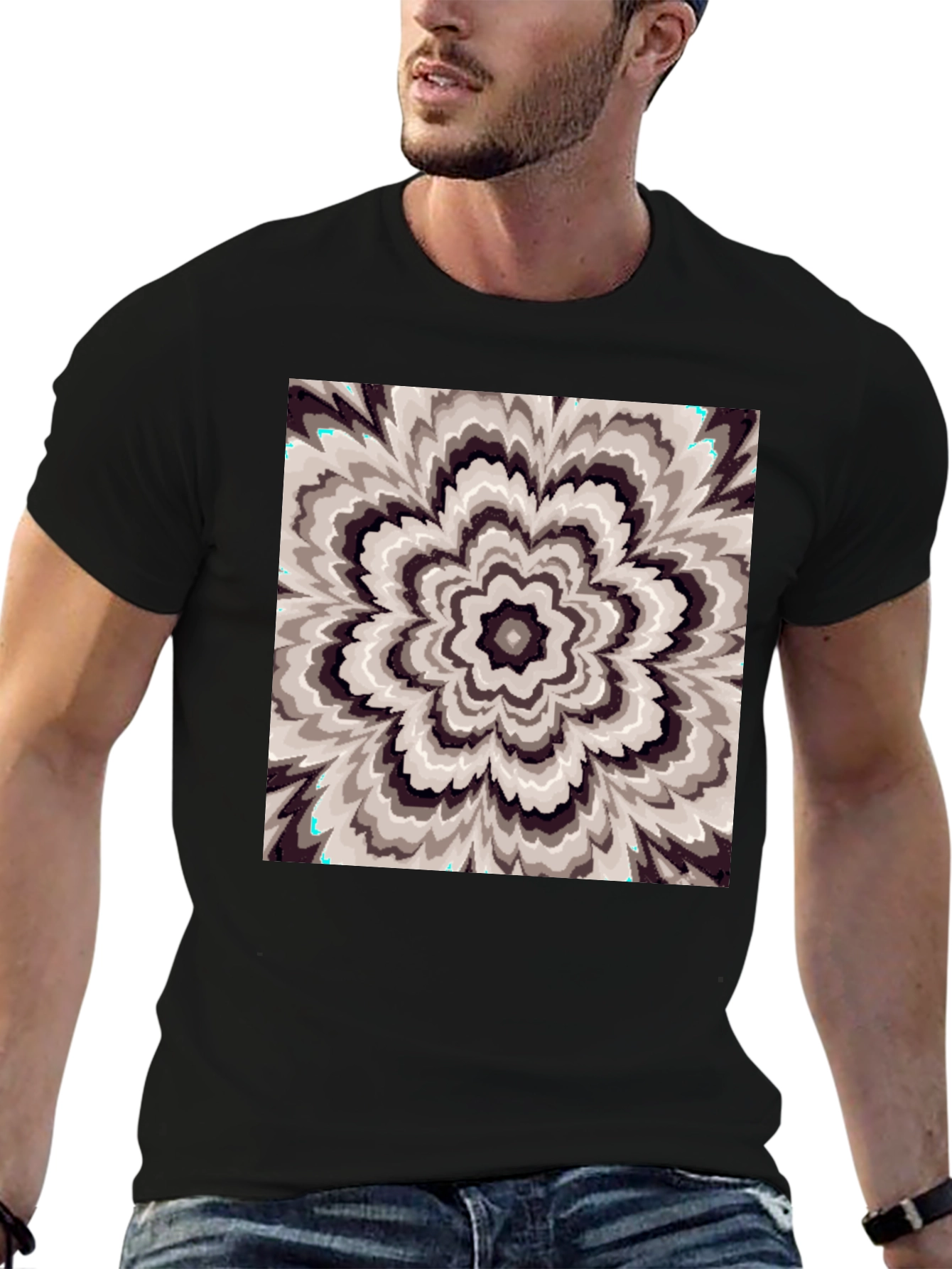 Abstract Floral Graphic Print T-Shirt - Black