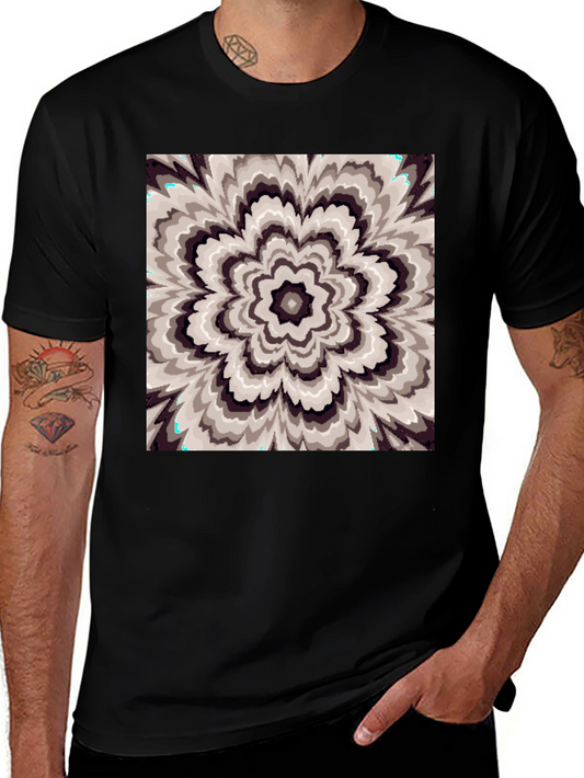 Abstract Floral Graphic Print T-Shirt - Black