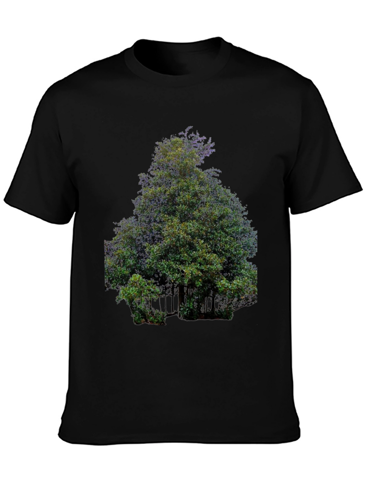 Nature Tree Graphic Print Black T-Shirt