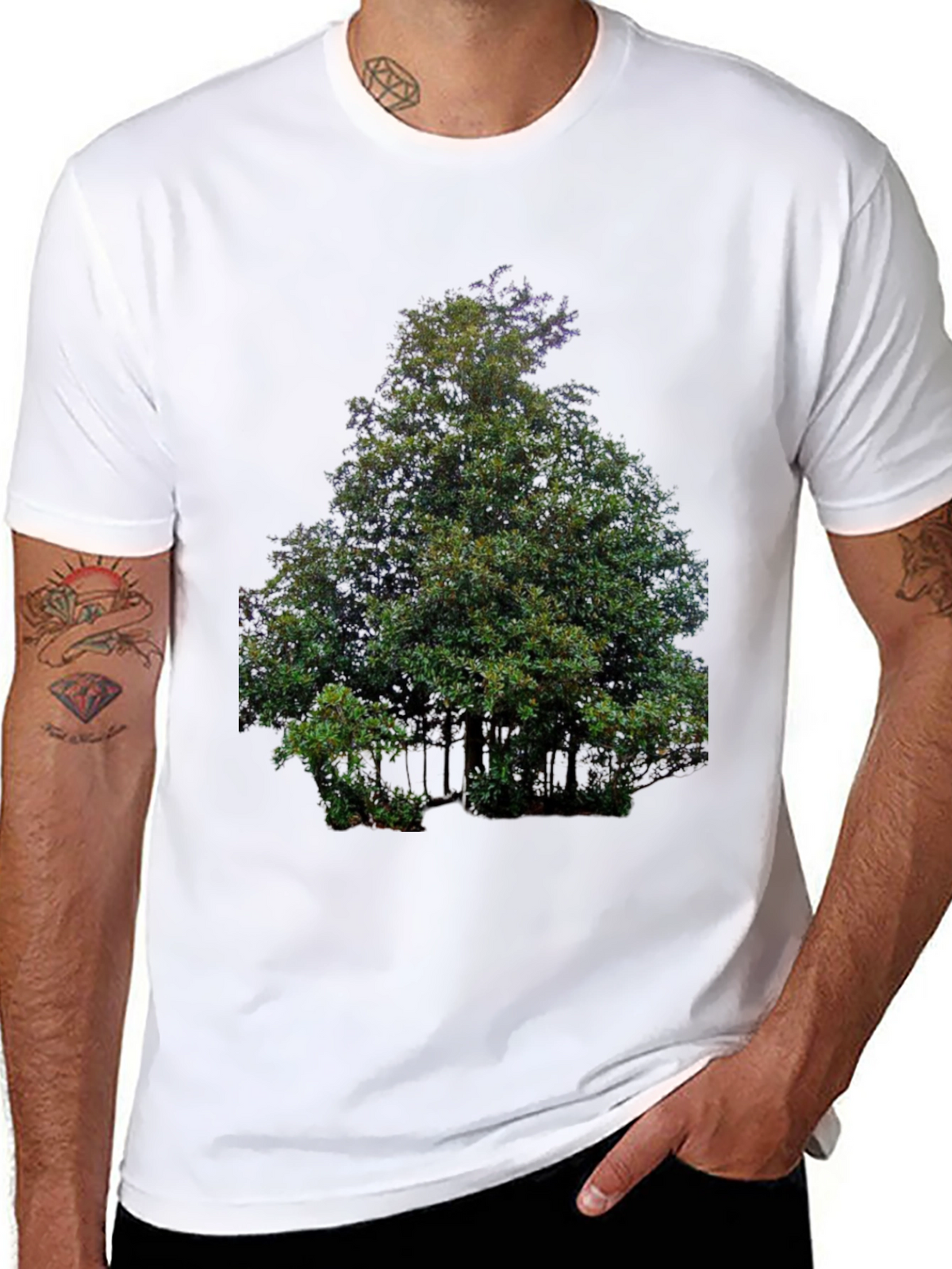 Nature Tree Graphic Print Black T-Shirt