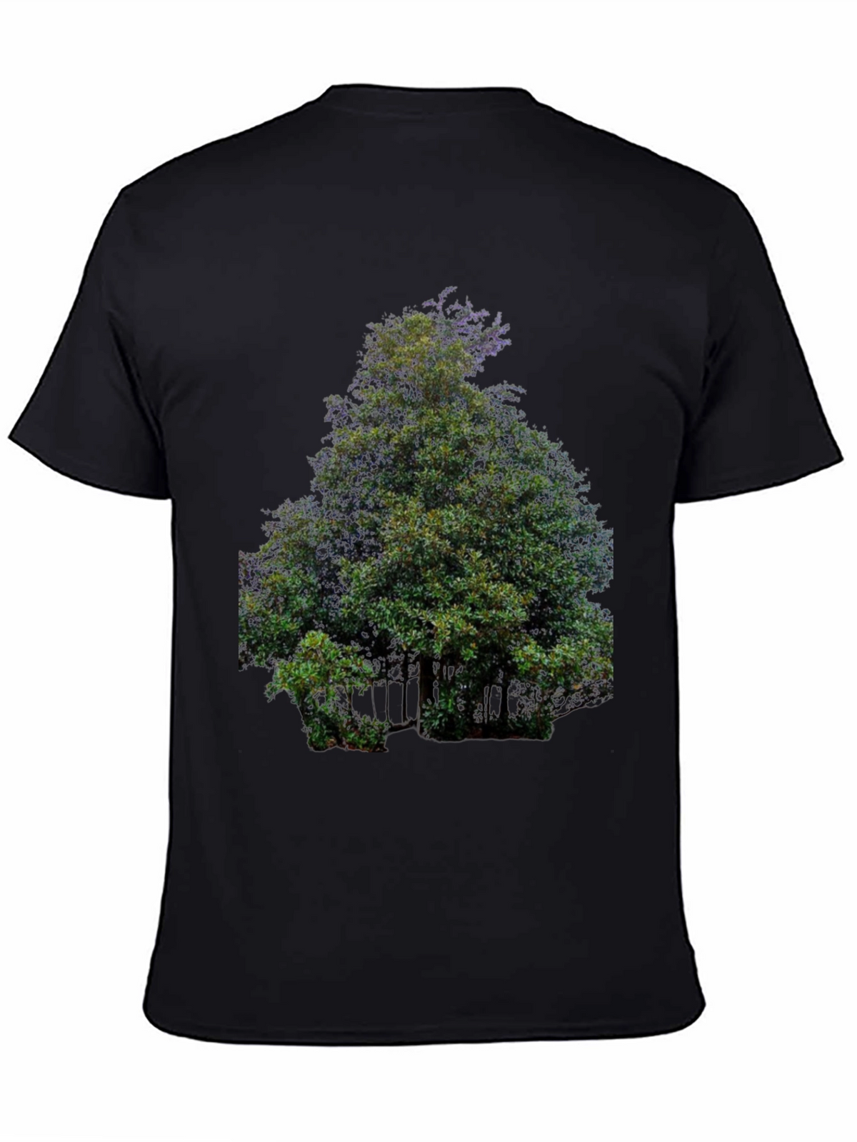 Nature Tree Graphic Print Black T-Shirt