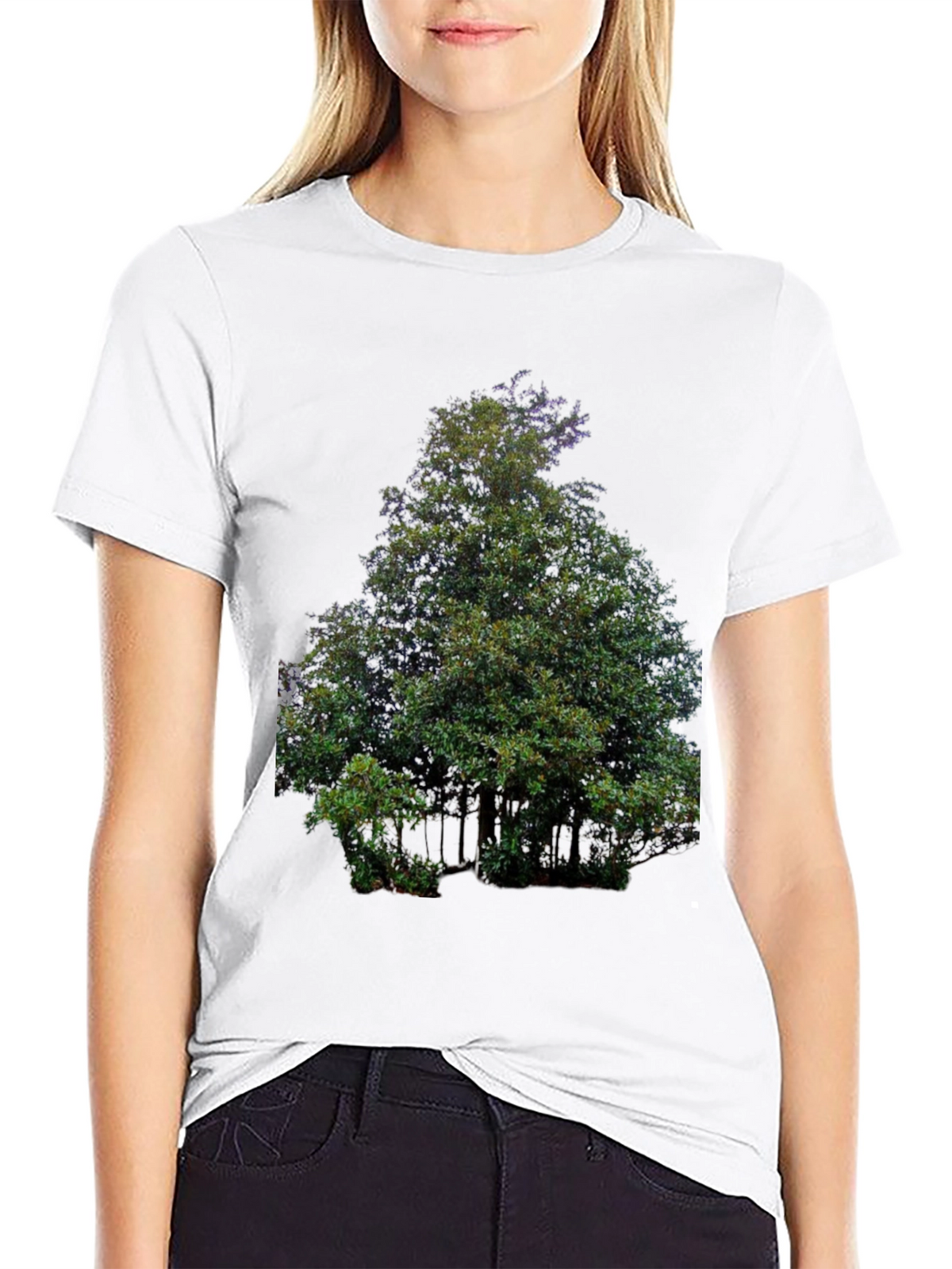 Nature Tree Graphic Print Black T-Shirt