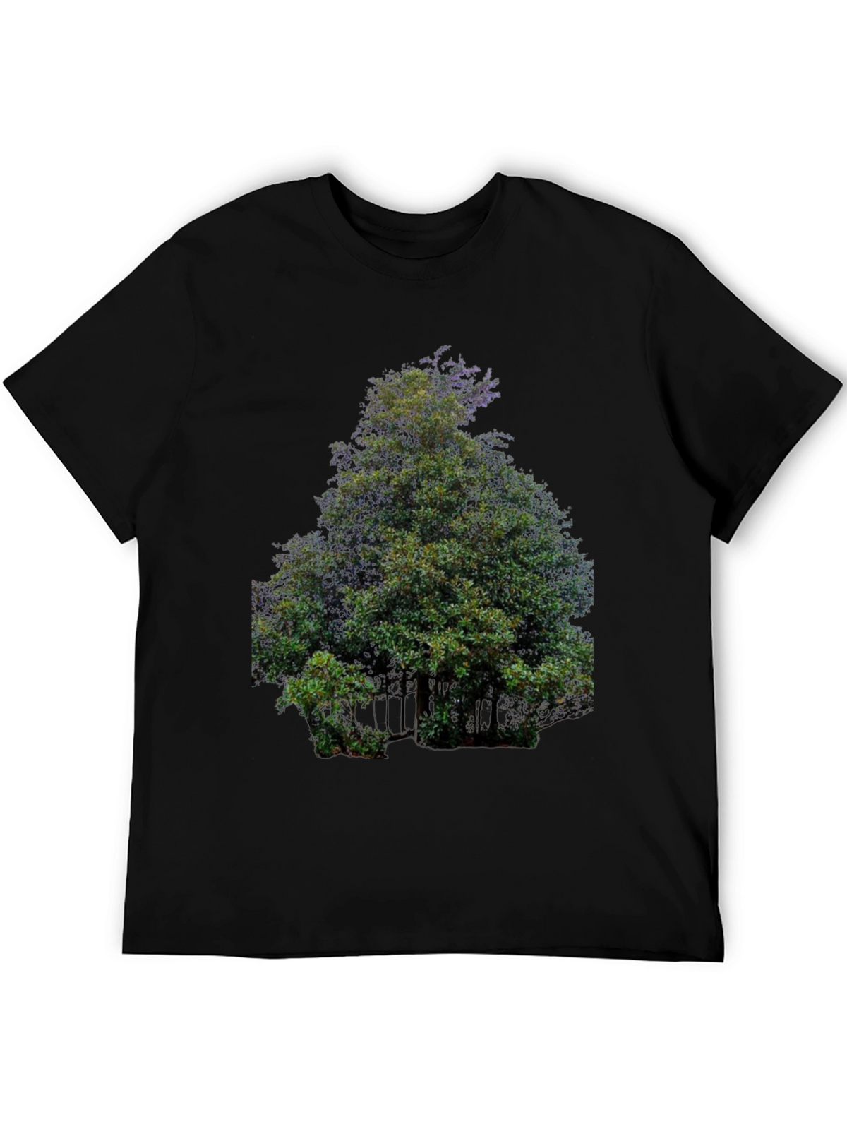 Nature Tree Graphic Print Black T-Shirt