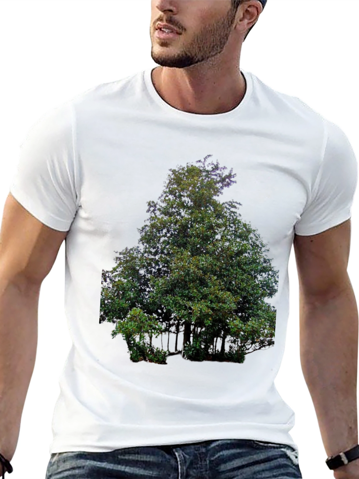 Nature Tree Graphic Print Black T-Shirt