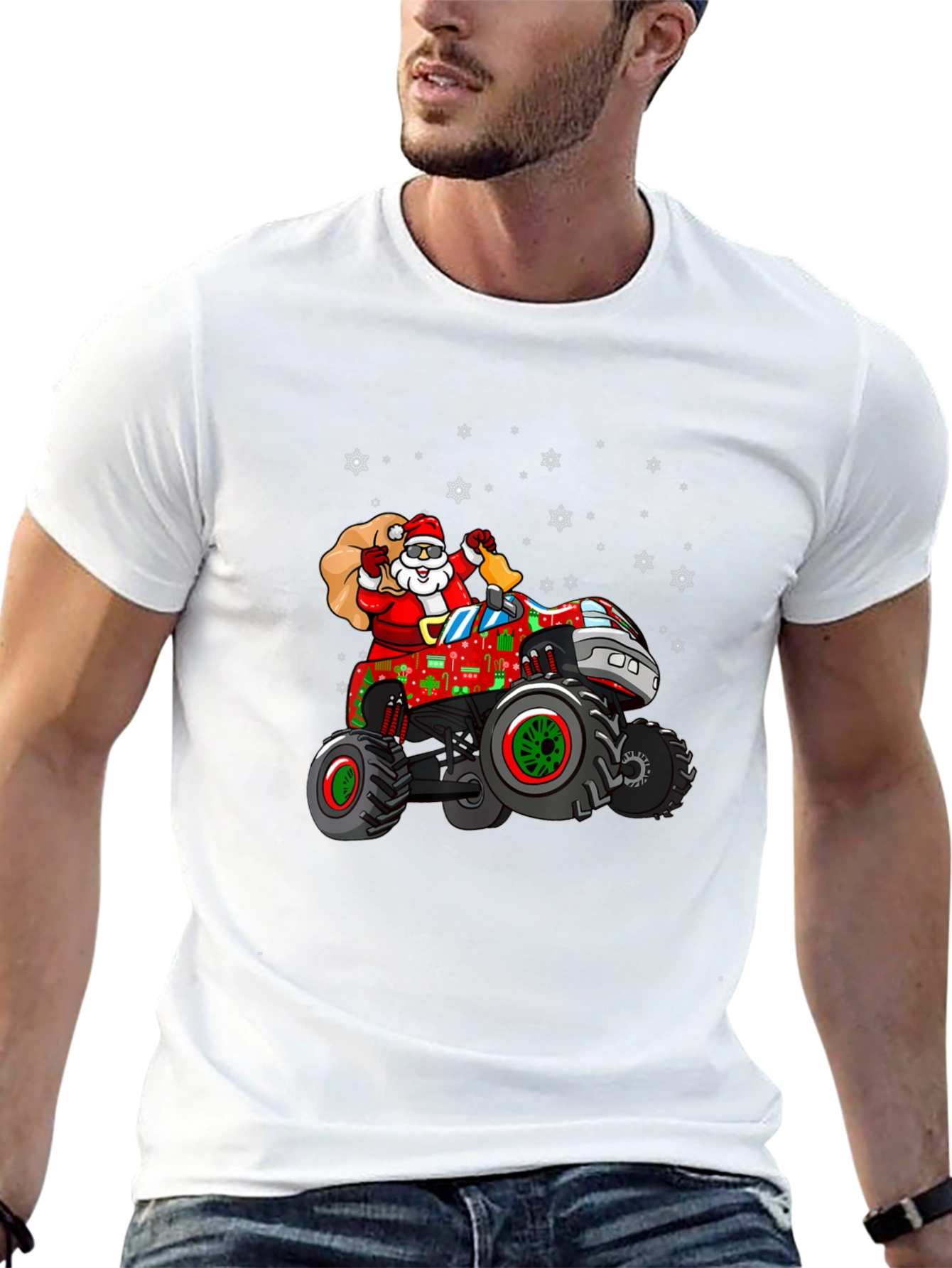 Santa Monster Truck Christmas T-Shirt