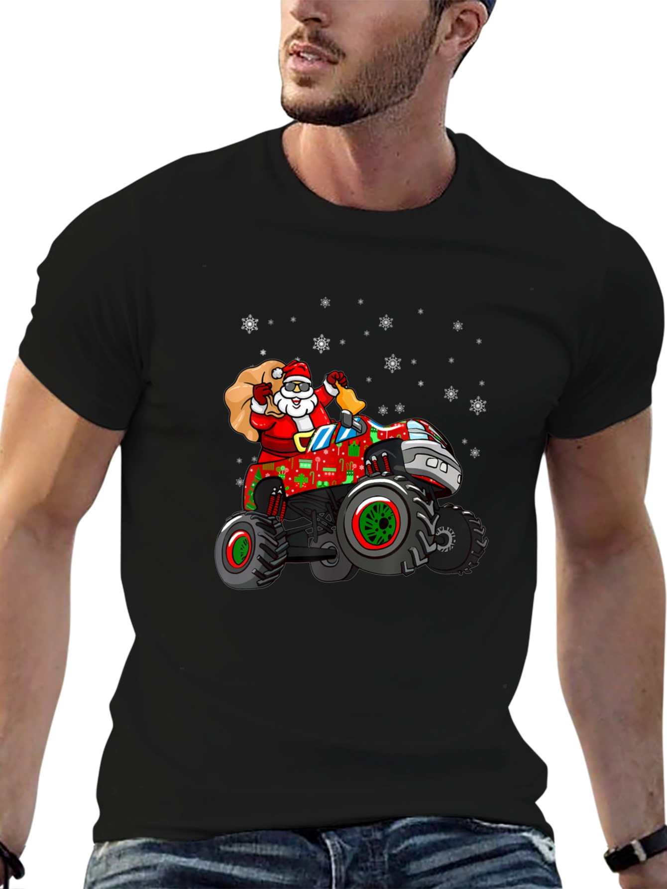 Santa Monster Truck Christmas T-Shirt