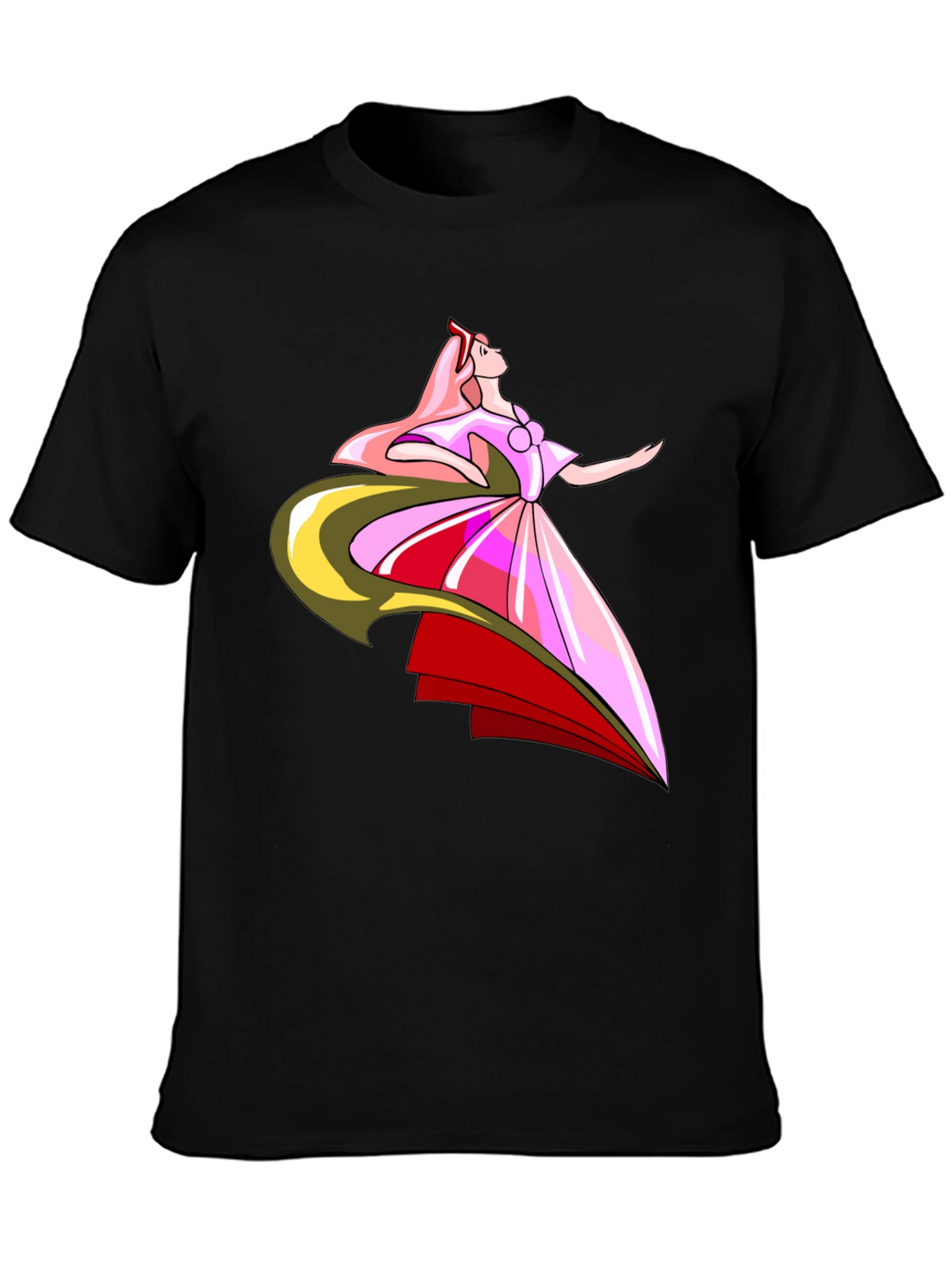 Elegant Princess Graphic Black T-Shirt