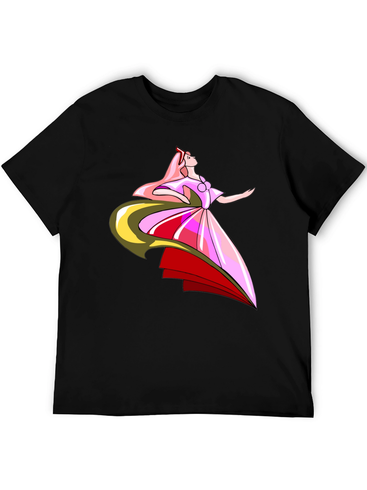 Elegant Princess Graphic Black T-Shirt