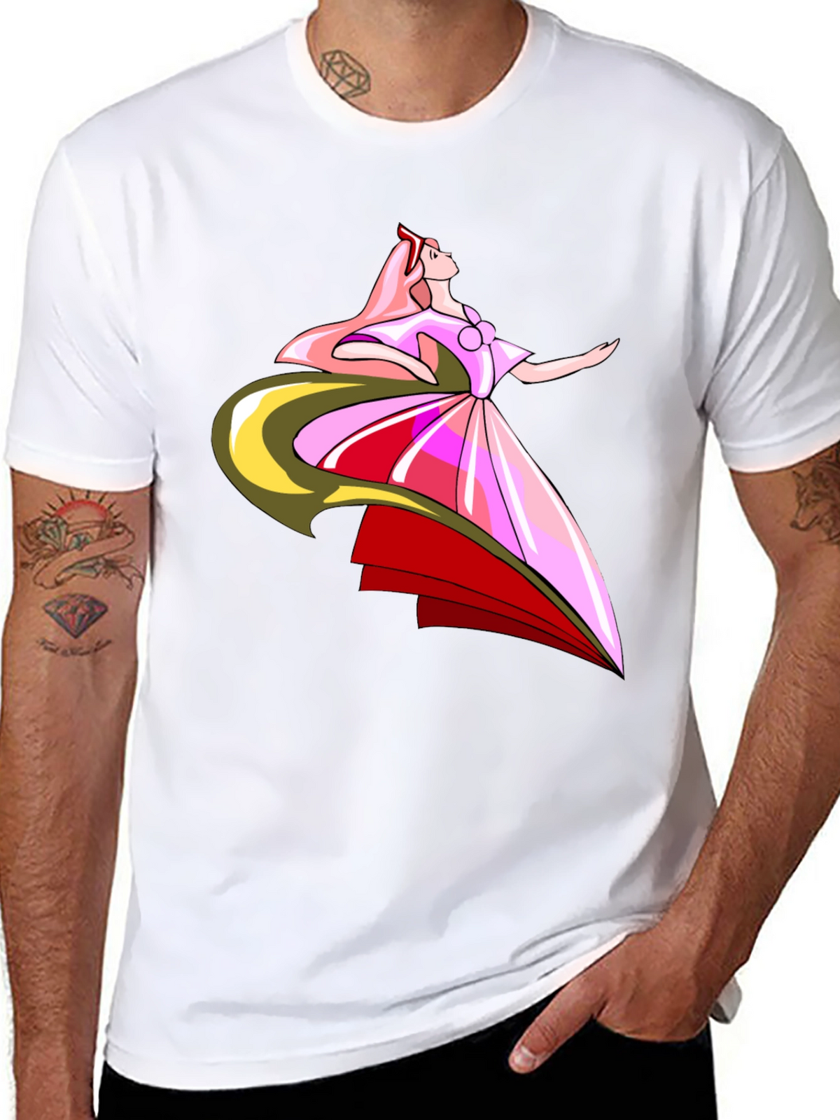 Elegant Princess Graphic Black T-Shirt