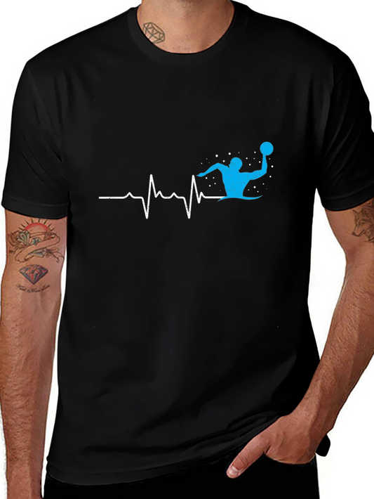 Water Polo Heartbeat T-Shirt - Black
