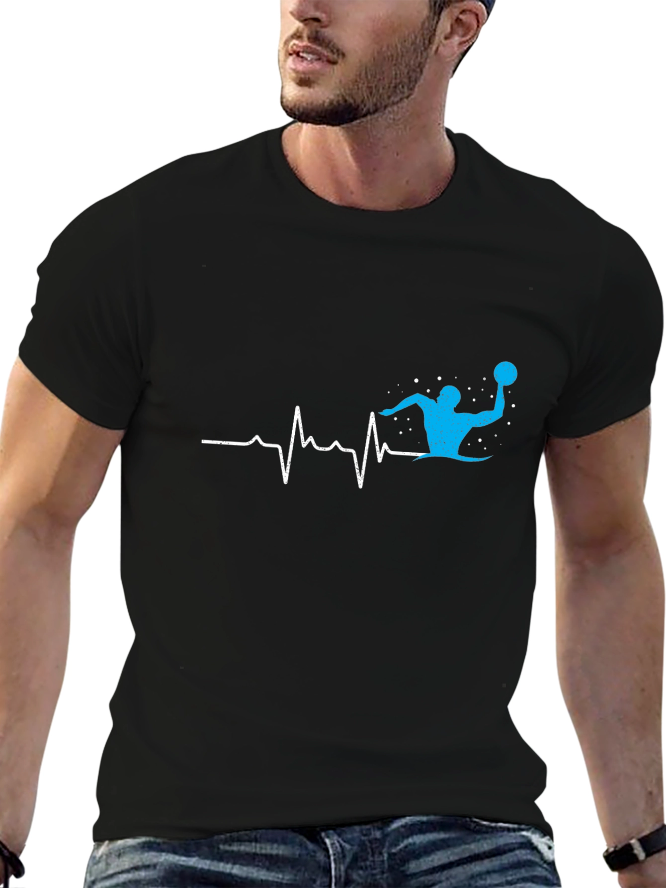 Water Polo Heartbeat T-Shirt - Black