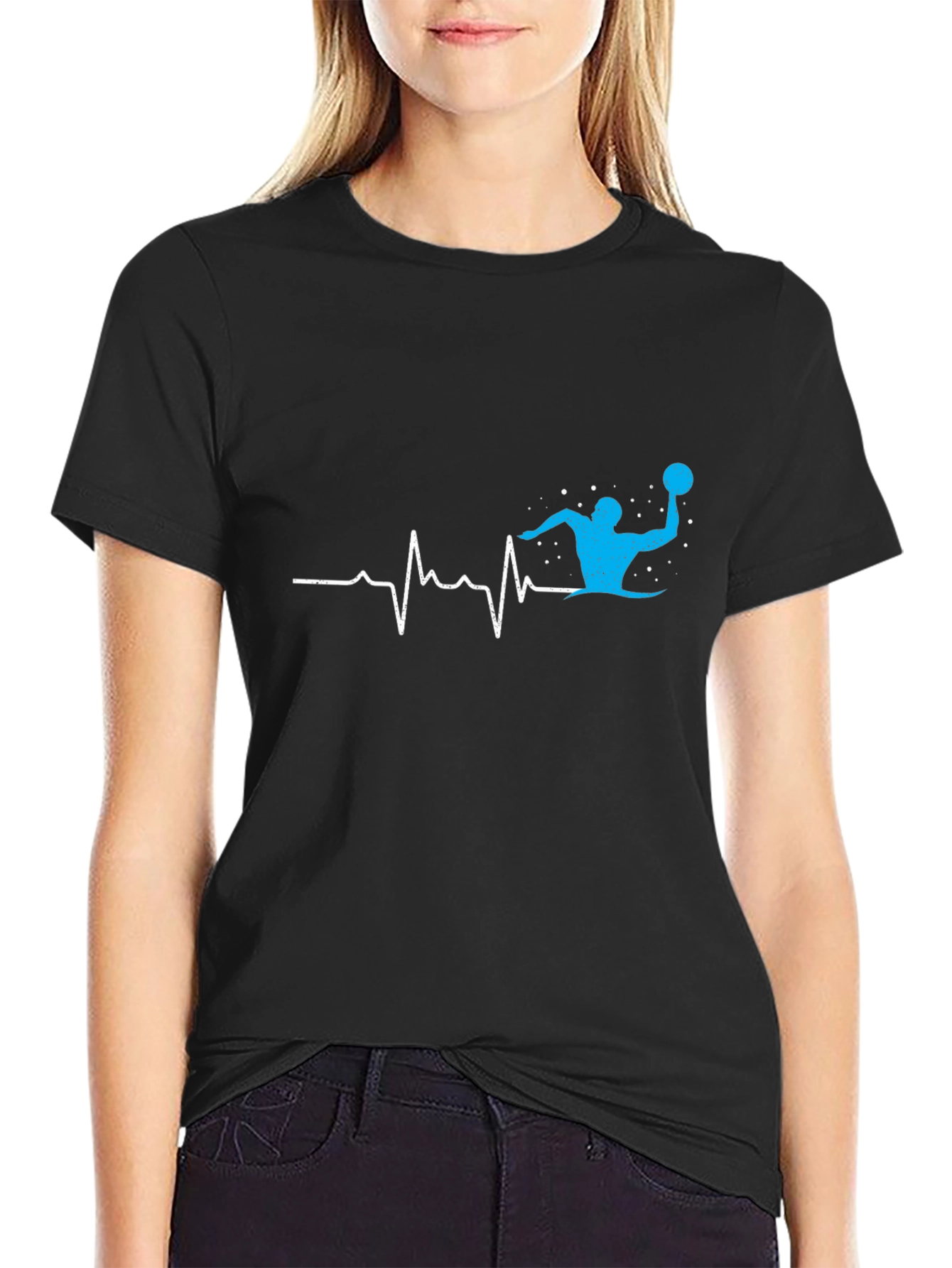Water Polo Heartbeat T-Shirt - Black