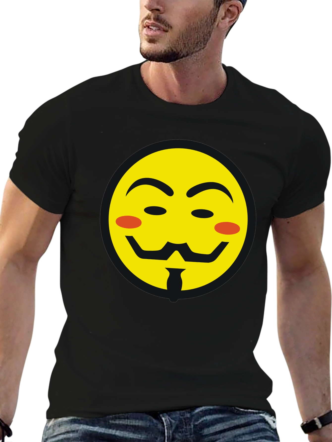 Anonymous Emoji Graphic Black T-Shirt