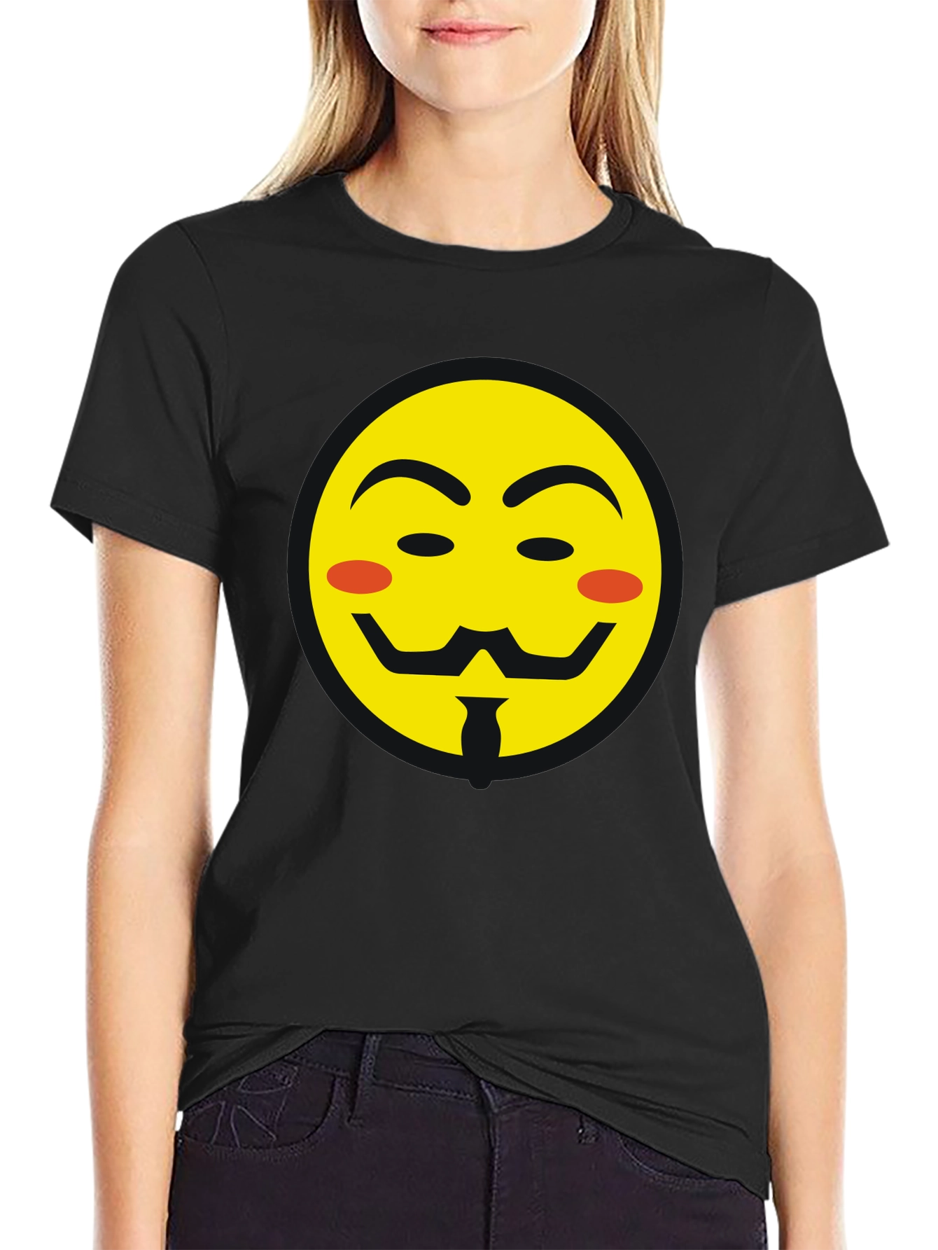 Anonymous Emoji Graphic Black T-Shirt