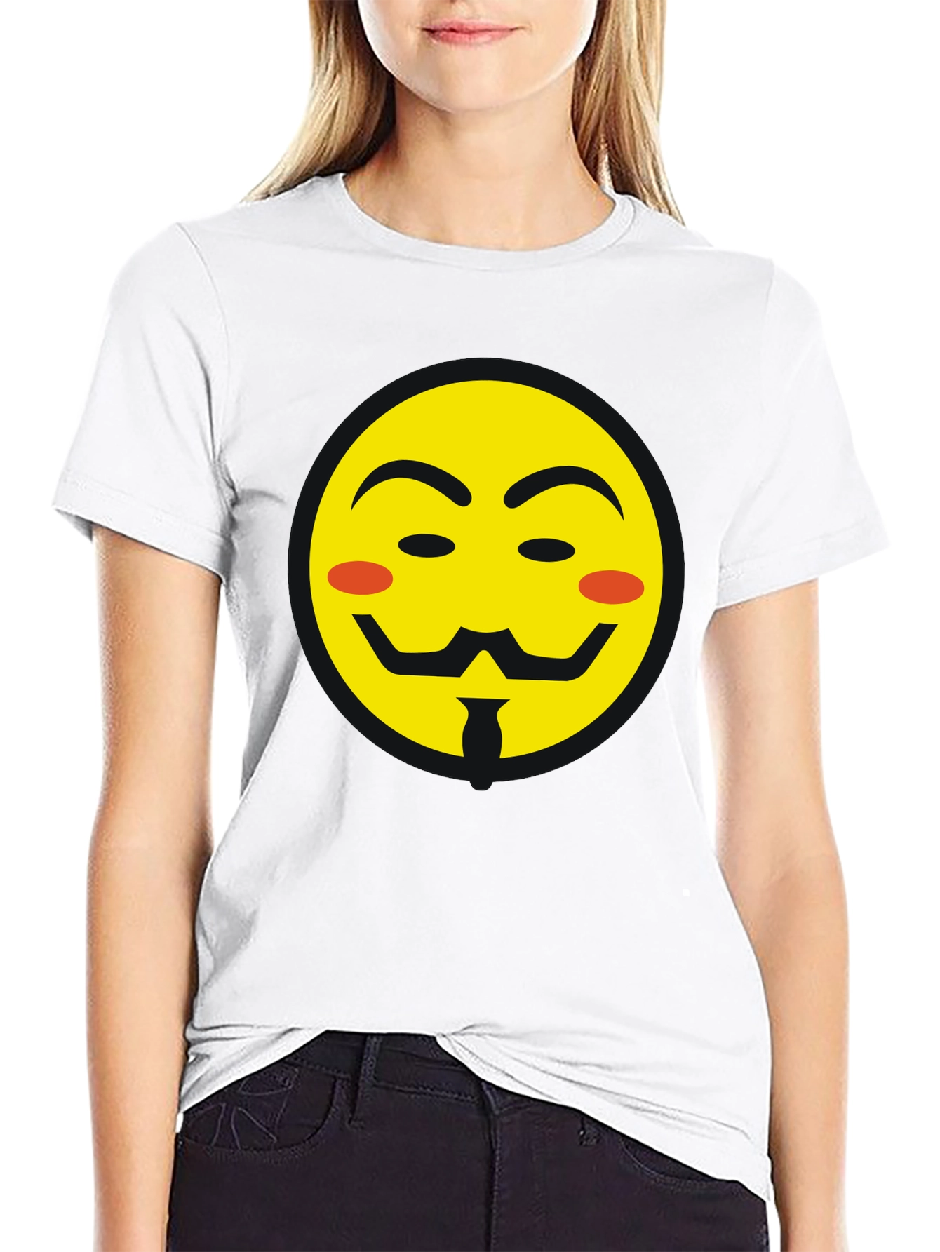 Anonymous Emoji Graphic Black T-Shirt