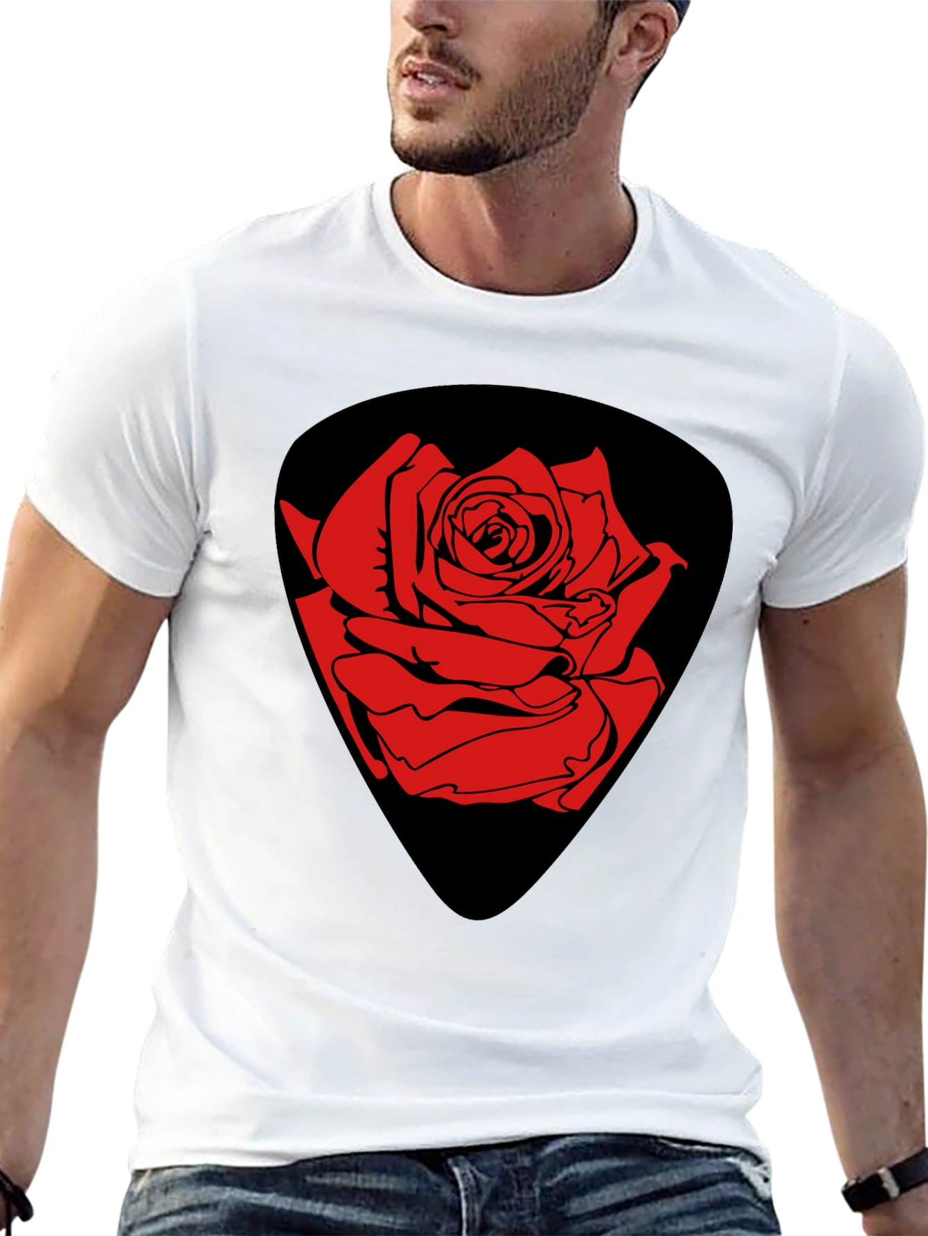 Rose Guitar Pick Graphic T-Shirt - Classic Black
