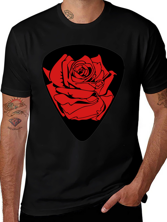Rose Guitar Pick Graphic T-Shirt - Classic Black