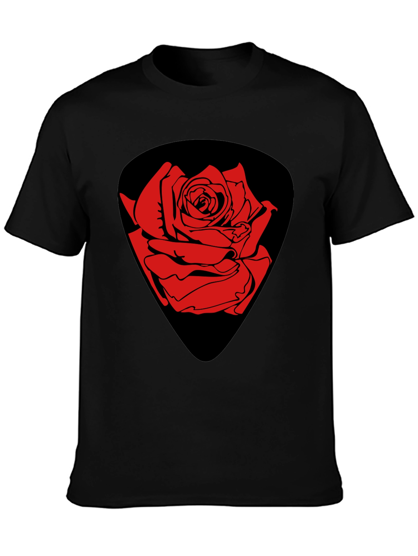 Rose Guitar Pick Graphic T-Shirt - Classic Black