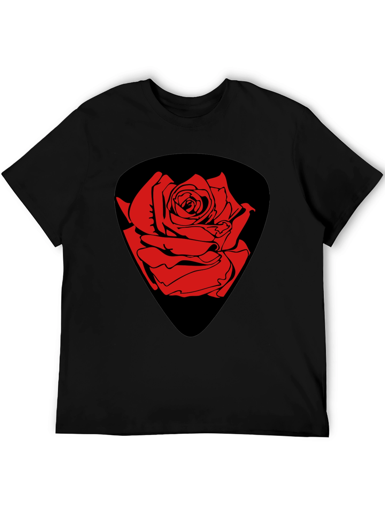 Rose Guitar Pick Graphic T-Shirt - Classic Black
