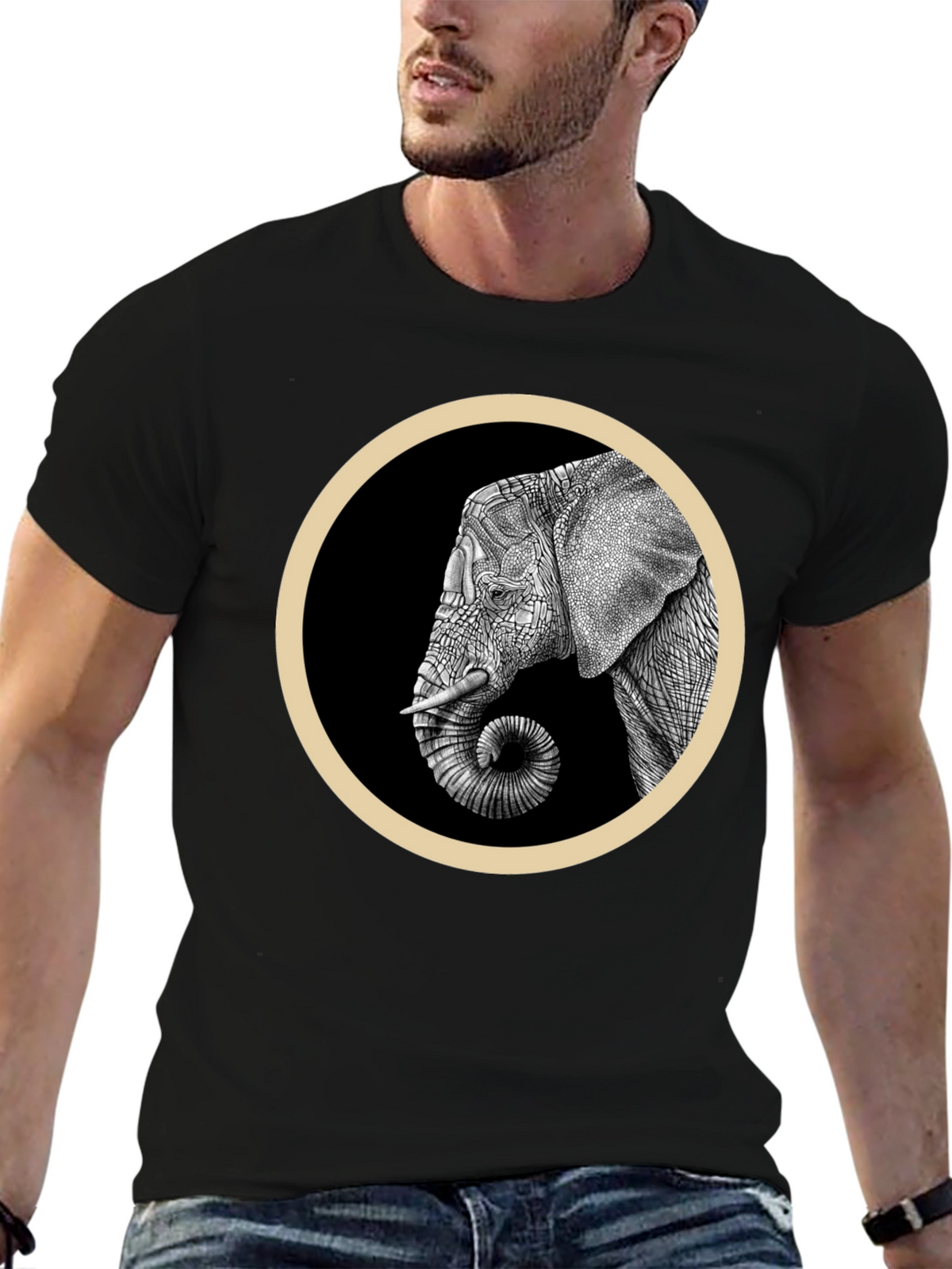 Elephant Graphic T-Shirt - Stylish Black Tee